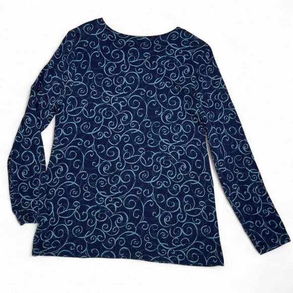Chico’s Blue Swirl Print Top w/ Pockets | Size 1 / M | Casual Streetwear - Picture 2 of 5